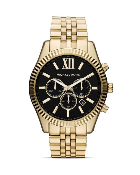 michael kors lexington gold watch black face|Michael Kors Men's Lexington Chronograph Gold .